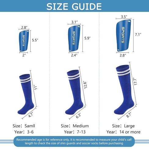 Funtery 4 Set Soccer Shin Guards Gift for Youth Kids Toddle Soccer Socks Protective Soccer Shin Pads for Boys Girls 3-6, 7-13 Years Teens Children, 4 Color in Saudi Arabia