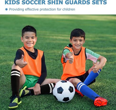 Funtery 4 Set Soccer Shin Guards Gift for Youth Kids Toddle Soccer Socks Protective Soccer Shin Pads for Boys Girls 3-6, 7-13 Years Teens Children, 4 Color in Saudi Arabia
