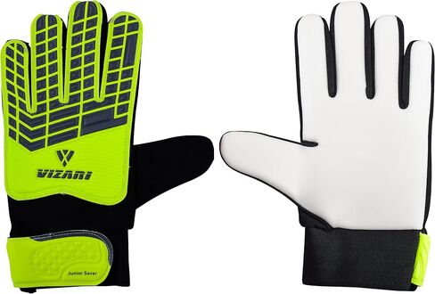 Vizari Junior Saver Goalkeeper Gloves: Premium Synthetic, Optimal Grip, Durable EVA Backhand, Secure Fit in Saudi Arabia