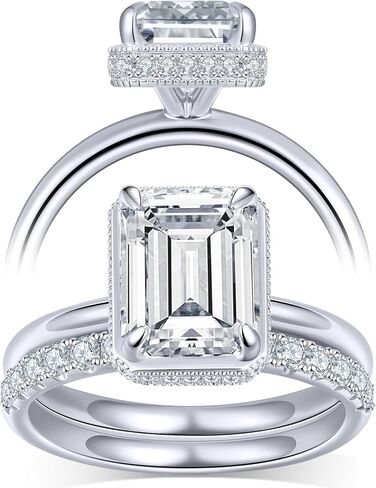 KSTYLE Classic Moissanite Wedding Ring Set for Women 1.35-2.48CTTW | D Color-VVS1 | S925 Sterling Silver Engagement Rings 18K White Gold Plated Moissanite Bridal Rings Sets Promise Rings for Her in Saudi Arabia