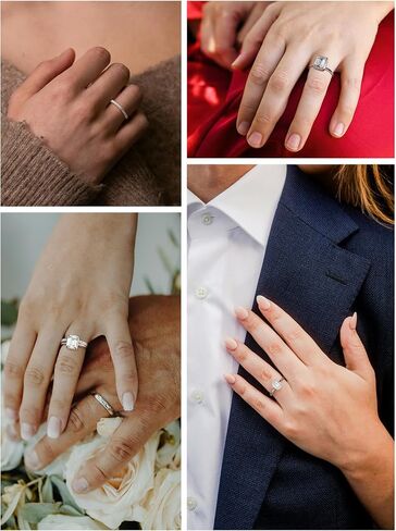 KSTYLE Classic Moissanite Wedding Ring Set for Women 1.35-2.48CTTW | D Color-VVS1 | S925 Sterling Silver Engagement Rings 18K White Gold Plated Moissanite Bridal Rings Sets Promise Rings for Her in Saudi Arabia