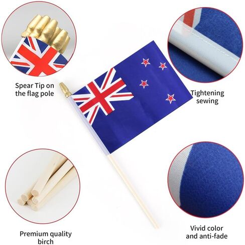 25 حزمة من أعلام نيوزيلندا الصغيرة المحمولة على عصا مقاس 5x8 بوصة in Kuwait