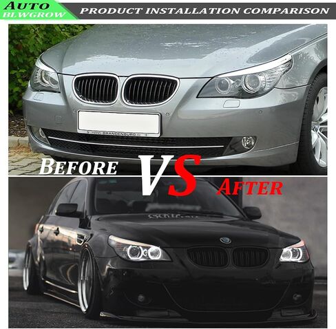 Front Kidney Grille Compatible with 2003-2009 BMW 5 series 520i 523i 525i 528i 530i 535i 550i BMW E60 Kidney Grill Glossy Black Double Slats in Saudi Arabia