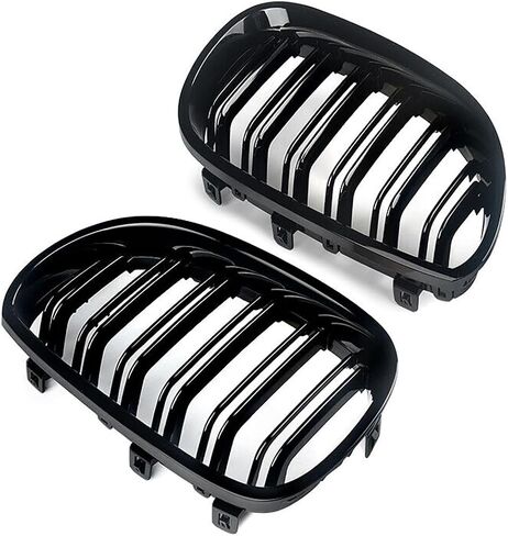 Front Kidney Grille Compatible with 2003-2009 BMW 5 series 520i 523i 525i 528i 530i 535i 550i BMW E60 Kidney Grill Glossy Black Double Slats in Saudi Arabia