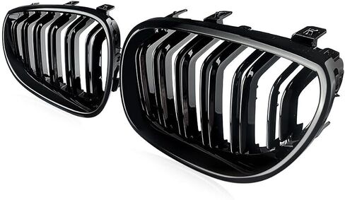 Front Kidney Grille Compatible with 2003-2009 BMW 5 series 520i 523i 525i 528i 530i 535i 550i BMW E60 Kidney Grill Glossy Black Double Slats in Saudi Arabia