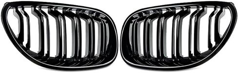 Front Kidney Grille Compatible with 2003-2009 BMW 5 series 520i 523i 525i 528i 530i 535i 550i BMW E60 Kidney Grill Glossy Black Double Slats in Saudi Arabia