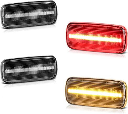 [4 قطع] لـ 2010-2018 RAM 3500 بيك اب مزدوج أحمر + كهرماني LED شريط خلفي للحاجز الخلفي مصباح التحديد الجانبي، جانب السائق والراكب in Saudi Arabia