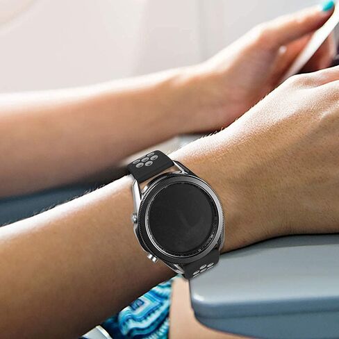 سوار رياضي من إيسوني متوافق مع ساعة جالاكسي 3 45 مم/ساعة جالاكسي 46 مم/جير S3 فرونتير، 22 مم سريع الفك من السيليكون المسامي، إكسسوارات حزام ساعة كبيرة وصغيرة in Kuwait