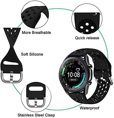 Easuny Sport Band Compatible for Galaxy Watch 3 45mm Band/Galaxy Watch 46mm Band/Gear S3 Frontier, 22mm Quick Release Silicone Breathable Watch Strap Accessories Large Small in Saudi Arabia