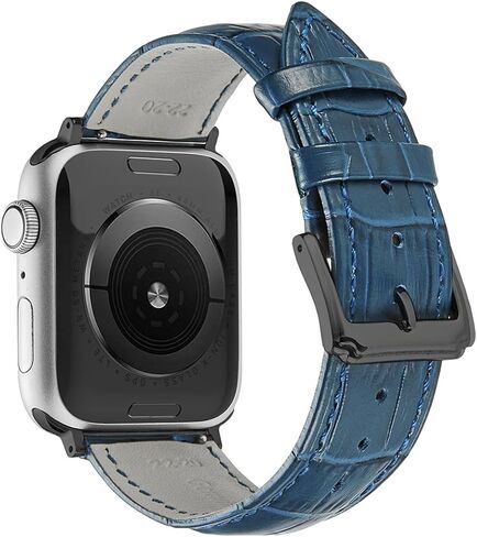 حزام من الجلد الطبيعي متوافق مع سوار ساعة Apple 38 مم 40 مم 41 مم 42 مم 44 مم 45 مم 49 مم للنساء والرجال، أساور معصم منقوشة على شكل تمساح بديلة لسلسلة iWatch 8 7 6 SE 5 4 3 2 1 Ultra in Kuwait