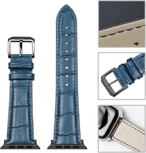 حزام من الجلد الطبيعي متوافق مع سوار ساعة Apple 38 مم 40 مم 41 مم 42 مم 44 مم 45 مم 49 مم للنساء والرجال، أساور معصم منقوشة على شكل تمساح بديلة لسلسلة iWatch 8 7 6 SE 5 4 3 2 1 Ultra in Kuwait