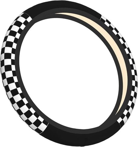 غطاء عجلة القيادة للوحة الشطرنج باللونين الأسود والأبيض ملحقات السيارة غير قابلة للانزلاق ومريحة للجنسين غطاء عجلة القيادة العالمي 15 بوصة للنساء والرجال in Saudi Arabia