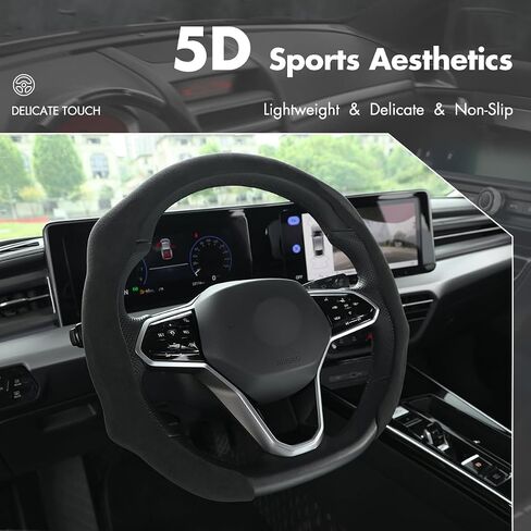 MEWANT Dark Gray 9002 Alcantara Anti-Skid Car Steering Wheel Cover Steering Wheel Protector Universal 99% Car Wheel Cover Wrap Car Interior Accessories (No Marker) in Saudi Arabia