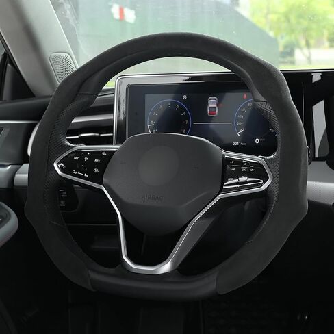 MEWANT Dark Gray 9002 Alcantara Anti-Skid Car Steering Wheel Cover Steering Wheel Protector Universal 99% Car Wheel Cover Wrap Car Interior Accessories (No Marker) in Saudi Arabia