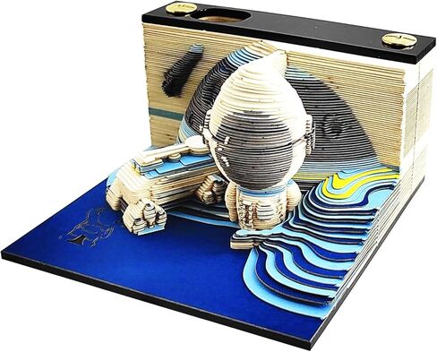 لوحة مذكرة ثلاثية الأبعاد قابلة للتمزيق، 118 ورقة تقويم فني ثلاثي الأبعاد 2024 لاستكشاف القمر، وسادات فنية لنحت الورق، ملاحظة لاصقة ذاتية الصنع، هدايا لمحبي الفضاء القمري الإبداعي in Kuwait