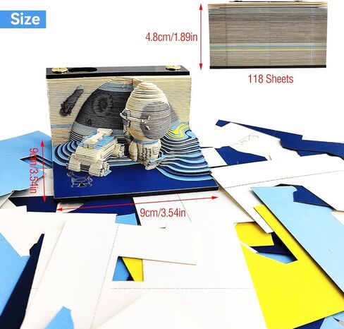 لوحة مذكرة ثلاثية الأبعاد قابلة للتمزيق، 118 ورقة تقويم فني ثلاثي الأبعاد 2024 لاستكشاف القمر، وسادات فنية لنحت الورق، ملاحظة لاصقة ذاتية الصنع، هدايا لمحبي الفضاء القمري الإبداعي in Kuwait