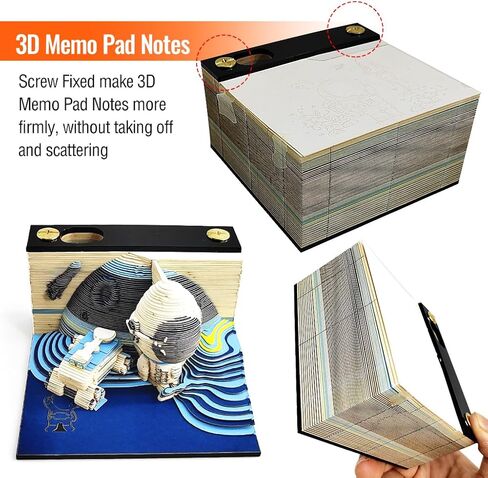 لوحة مذكرة ثلاثية الأبعاد قابلة للتمزيق، 118 ورقة تقويم فني ثلاثي الأبعاد 2024 لاستكشاف القمر، وسادات فنية لنحت الورق، ملاحظة لاصقة ذاتية الصنع، هدايا لمحبي الفضاء القمري الإبداعي in Kuwait