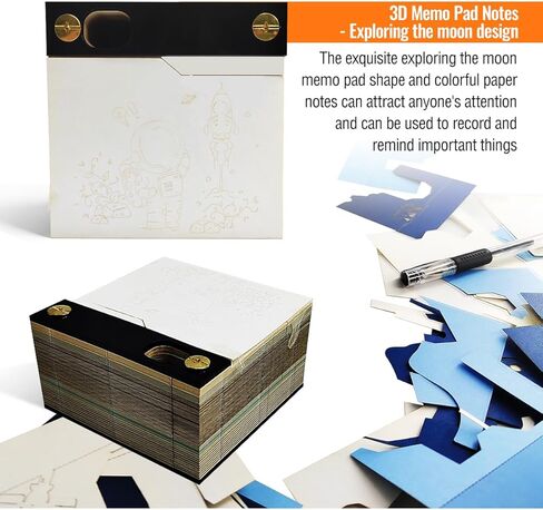 لوحة مذكرة ثلاثية الأبعاد قابلة للتمزيق، 118 ورقة تقويم فني ثلاثي الأبعاد 2024 لاستكشاف القمر، وسادات فنية لنحت الورق، ملاحظة لاصقة ذاتية الصنع، هدايا لمحبي الفضاء القمري الإبداعي in Kuwait
