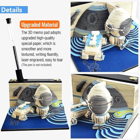 لوحة مذكرة ثلاثية الأبعاد قابلة للتمزيق، 118 ورقة تقويم فني ثلاثي الأبعاد 2024 لاستكشاف القمر، وسادات فنية لنحت الورق، ملاحظة لاصقة ذاتية الصنع، هدايا لمحبي الفضاء القمري الإبداعي in Kuwait