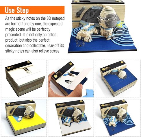 لوحة مذكرة ثلاثية الأبعاد قابلة للتمزيق، 118 ورقة تقويم فني ثلاثي الأبعاد 2024 لاستكشاف القمر، وسادات فنية لنحت الورق، ملاحظة لاصقة ذاتية الصنع، هدايا لمحبي الفضاء القمري الإبداعي in Kuwait