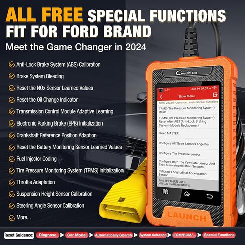 2024 LAUNCH X431 Elite Bidirectional Tool fit for Ford Lincoln Mercury Mazda, Full Systems All Resets Diagnostic Scanner, Programmable Module Installation, Battery Registration, Lifetime Free Update in Saudi Arabia
