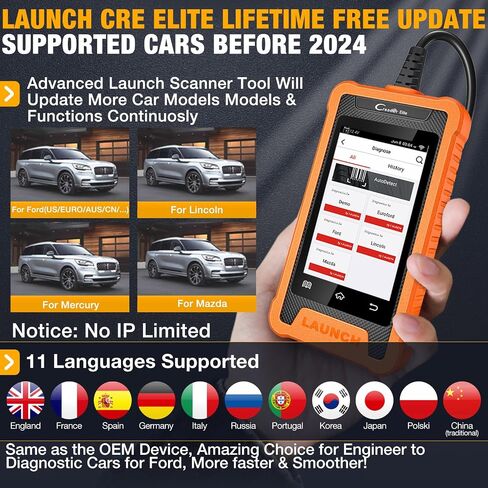 2024 LAUNCH X431 Elite Bidirectional Tool fit for Ford Lincoln Mercury Mazda, Full Systems All Resets Diagnostic Scanner, Programmable Module Installation, Battery Registration, Lifetime Free Update in Saudi Arabia