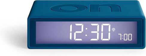 Lexon Flip+ Digital Alarm Clock for bedrooms, Reversible On/Off Faces with Snooze Function, LCD Display & Touch Sensor Light, Battery Operated, Rubber - Duck Blue in Saudi Arabia