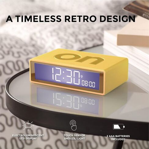 Lexon Flip+ Digital Alarm Clock for bedrooms, Reversible On/Off Faces with Snooze Function, LCD Display & Touch Sensor Light, Battery Operated, Rubber - Duck Blue in Saudi Arabia