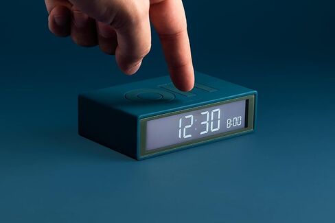 Lexon Flip+ Digital Alarm Clock for bedrooms, Reversible On/Off Faces with Snooze Function, LCD Display & Touch Sensor Light, Battery Operated, Rubber - Duck Blue in Saudi Arabia