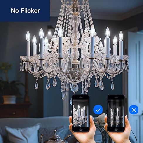 FLSNT 100W Equivalent Candelabra LED Bulbs 5000K Daylight, Dimmable LED Chandelier Light Bulbs for Dining Room, Living Room, Porch, 800LM, E12 Base, 6 Pack in Kuwait