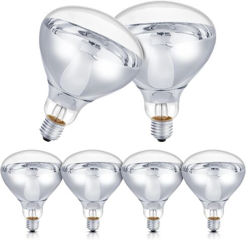 6 Pcs 110V Clear Infrared Heat Bulbs Heat Lamp Bulbs Medium E26 Base, Infrared Heat Flood Light Bulbs for Bathroom Food Puppies Chickens Brooder Pets in Saudi Arabia