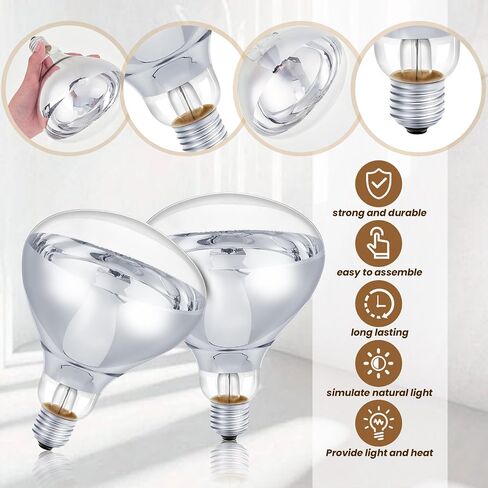 6 Pcs 110V Clear Infrared Heat Bulbs Heat Lamp Bulbs Medium E26 Base, Infrared Heat Flood Light Bulbs for Bathroom Food Puppies Chickens Brooder Pets in Saudi Arabia
