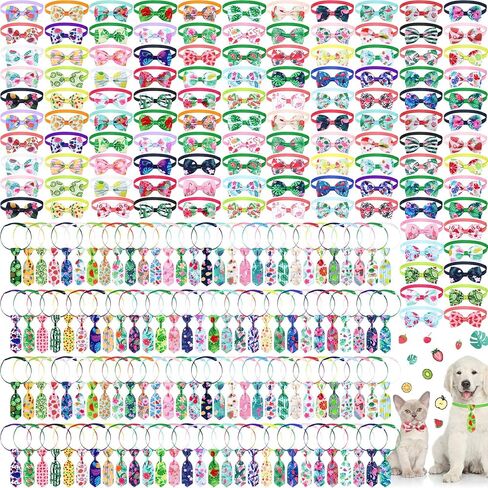 Sadnyy 240 قطعة من ربطات عنق الكلاب بكميات كبيرة تتضمن 120 ربطة عنق للكلاب و120 ربطة عنق صيفية ربيعية للكلاب، أربطة عنق للكلاب، ربطات عنق هاواي قابلة للتعديل للكلاب الصغيرة والمتوسطة والقطط in Kuwait
