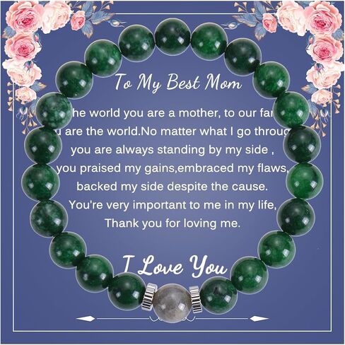 Mother's Day Gifts for Mom Mothers Day Bracelet from Daughter Natural Stone MaMa Bracelet Elegant Mom Bracelets for Women Birthday Gifts (Jade) in Saudi Arabia