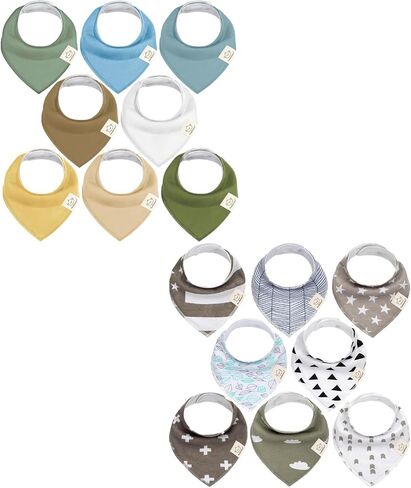 KeaBabies Organic Baby Bandana Drool Bibs - Stylish Unisex Bandana Bibs, Super Absorbent Bandana Drool Bibs, Gentle Teething Bibs for Infants, Organic Cotton Baby Bib in Saudi Arabia