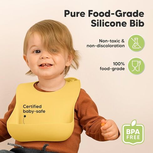 KeaBabies 2-Pack Baby Silicone Bibs and Suction Plates for Baby, Toddler - Waterproof, Easy Wipe Silicone Bib for Babies - 3-Pack 100% Silicone Divided Baby Plates with Suction, BPA Free Plates in Saudi Arabia