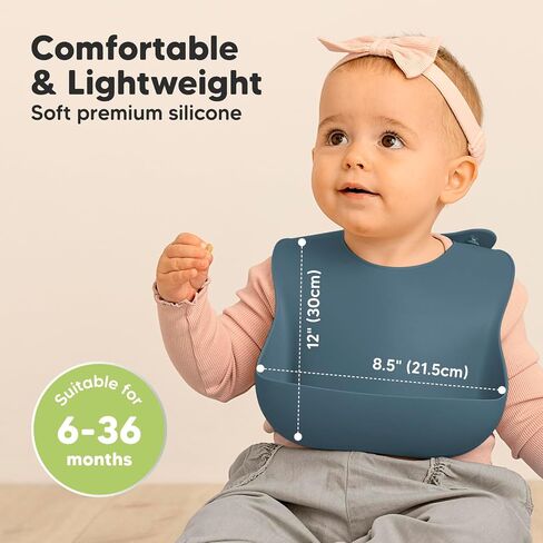 KeaBabies 2-Pack Baby Silicone Bibs and Suction Plates for Baby, Toddler - Waterproof, Easy Wipe Silicone Bib for Babies - 3-Pack 100% Silicone Divided Baby Plates with Suction, BPA Free Plates in Saudi Arabia