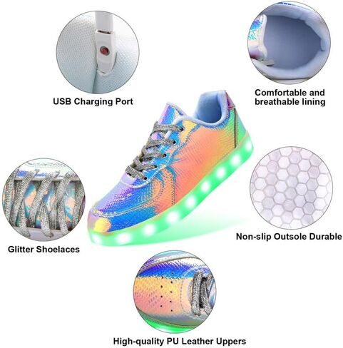 Padgene Women's Men's LED Lights Up Shoes Unisex Luminous Flashing Trainers USB Charging Lace Up Couples Dancing Shoes in Saudi Arabia