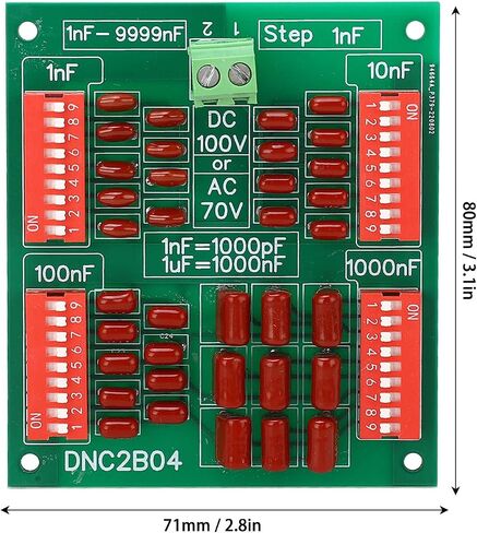 4 Digit Decade Programmable Capacitor Board 1nF-9999nF Adjustable Polypropylene Film Capacitor DC100V AC70V (DNC2B04) Programmable Capacitor Board Capacitance Box in Saudi Arabia