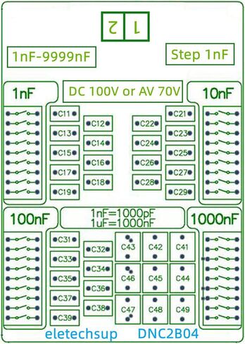 4 Digit Decade Programmable Capacitor Board 1nF-9999nF Adjustable Polypropylene Film Capacitor DC100V AC70V (DNC2B04) Programmable Capacitor Board Capacitance Box in Saudi Arabia