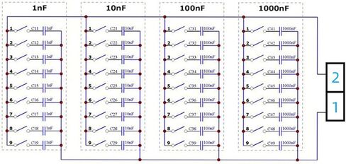 لوحة مكثف قابلة للبرمجة مكونة من 4 أرقام 1nF-9999nF مكثف فيلم بولي بروبيلين قابل للتعديل DC100V AC70V (DNC2B04) صندوق سعة لوحة مكثف قابلة للبرمجة in Kuwait
