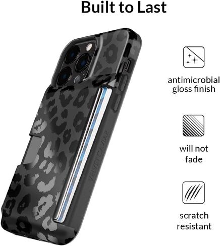 Velvet Caviar Compatible with iPhone 14 Pro Wallet Case for Women - Credit Card Holder Slot - Cute Slim & Protective Wallet Phone Cases [8ft. Drop Tested] - Black Leopard in Saudi Arabia
