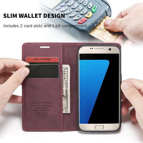QLTYPRI Case for Samsung Galaxy S10 Plus, Vintage PU Leather Wallet Case Card Slot Kickstand Magnetic Closure Shockproof Flip Folio Case Cover for Samsung Galaxy S10 Plus - Black in Saudi Arabia