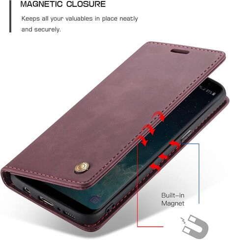 QLTYPRI Case for Samsung Galaxy S10 Plus, Vintage PU Leather Wallet Case Card Slot Kickstand Magnetic Closure Shockproof Flip Folio Case Cover for Samsung Galaxy S10 Plus - Black in Saudi Arabia
