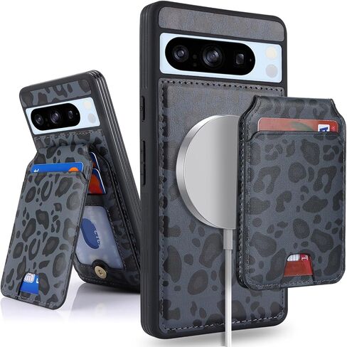 حافظة لهاتف Google Pixel 8 Pro مع حامل بطاقة الائتمان، تناسب محفظة Pixel 8 Pro الجلدية للنساء، محفظة متوافقة قابلة للفصل 2 في 1 للرجال - أبيض ليوبارد in Saudi Arabia