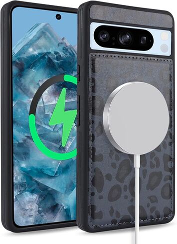 حافظة لهاتف Google Pixel 8 Pro مع حامل بطاقة الائتمان، تناسب محفظة Pixel 8 Pro الجلدية للنساء، محفظة متوافقة قابلة للفصل 2 في 1 للرجال - أبيض ليوبارد in Saudi Arabia