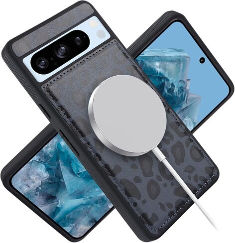 حافظة لهاتف Google Pixel 8 Pro مع حامل بطاقة الائتمان، تناسب محفظة Pixel 8 Pro الجلدية للنساء، محفظة متوافقة قابلة للفصل 2 في 1 للرجال - أبيض ليوبارد in Saudi Arabia