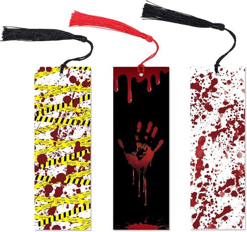 3PCS Funny Thriller Bookmark Laminated Bookmarks with Tassel Set, Book Lovers Gifts Book Marks for Horror Lovers Crime Bookmark Book Accessories Reading Lovers Bookmark Gifts for Readers in Kuwait