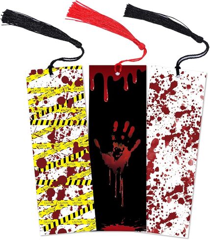 3PCS Funny Thriller Bookmark Laminated Bookmarks with Tassel Set, Book Lovers Gifts Book Marks for Horror Lovers Crime Bookmark Book Accessories Reading Lovers Bookmark Gifts for Readers in Kuwait
