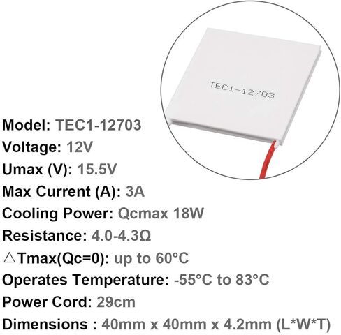 أقراص التبريد أشباه الموصلات TEC1-12705 12 فولت 5A المبرد وحدة التبريد الحرارية بلتيير لوحة 30x30 مللي متر in Saudi Arabia